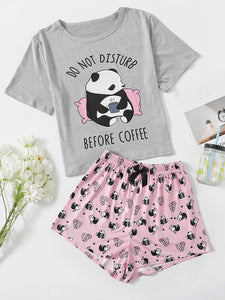Pijama Estampada short  DO NOT DISTURB BEFORE COFFEE