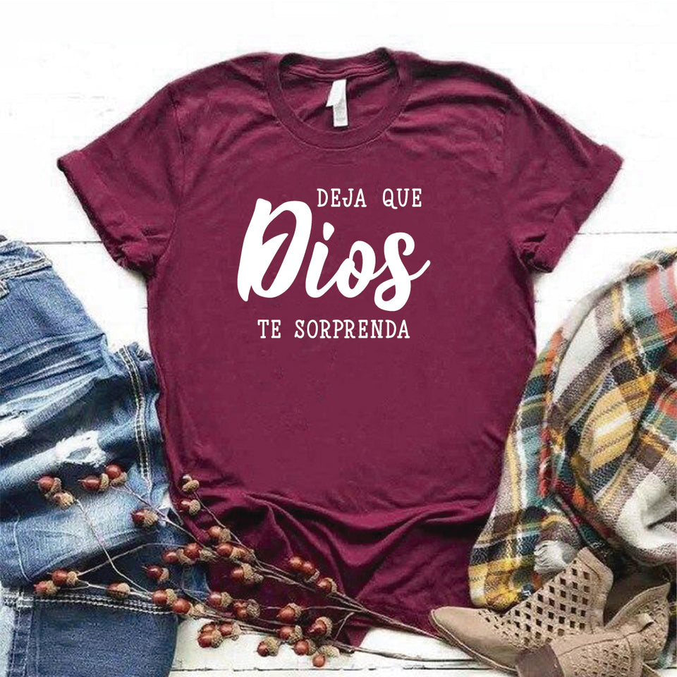 Camisa estampada tipo T- shirt Que Dios te sorprenda (cristiana)