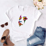 Camisa estampada  tipo T-shirt  de Polialgodon con el modelo Rostro Dama Multicolor