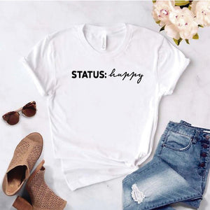 Camiseta estampada T-shirt STATUS: HAPPY