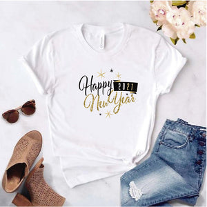 Camisa estampada  tipo T-shirt  de POLIALGODON con el modelo HAPPY NEW YEAR 2021 LISTON