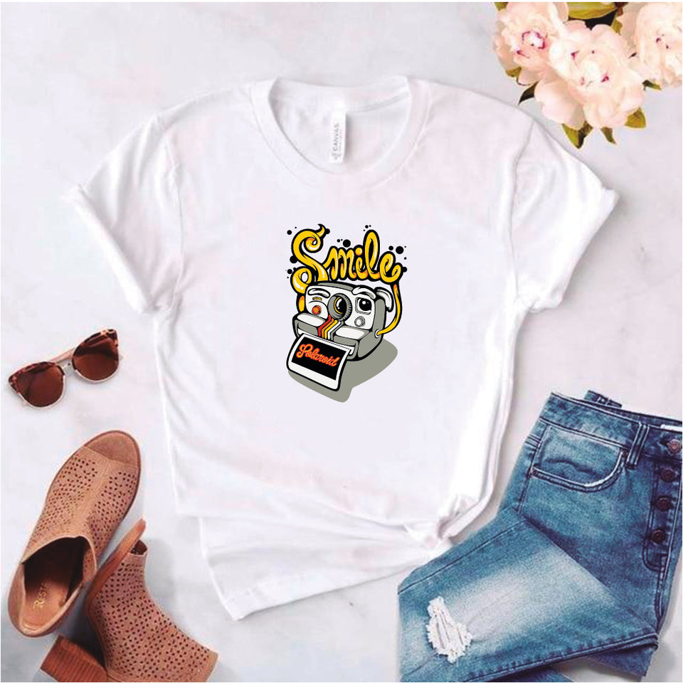 Camisa estampada tipo T-shirt de polialgodon Smile