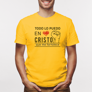 Camiseta estampada tipo T-shirt TODO LO PUEDO EN CRISTO QUE ME FORTALECE (CRISTIANOS)