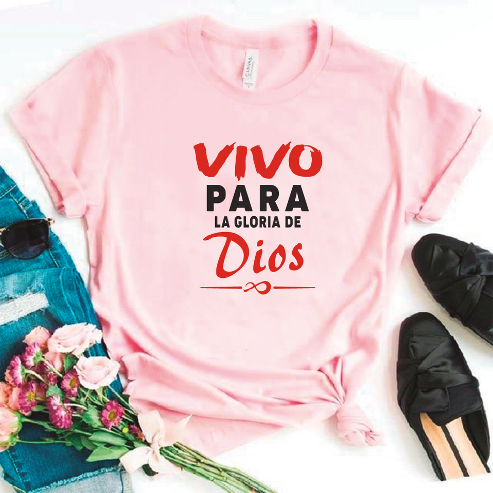 Camiseta estampada tipo T-shirt VIVO PARA LA GLORIA DE DIOS (CRISTIANOS)