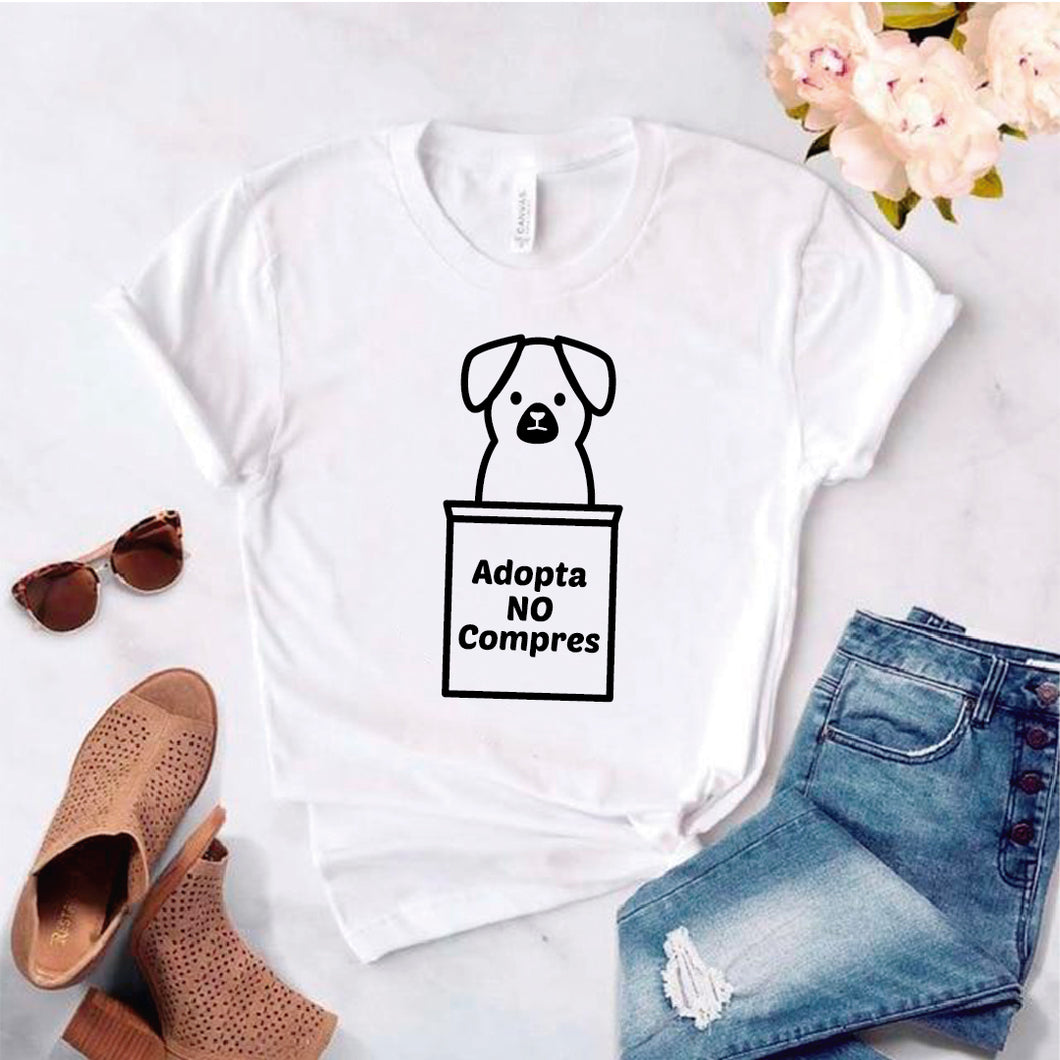 Camisa estampada tipo T- shirt Adopta No Compres