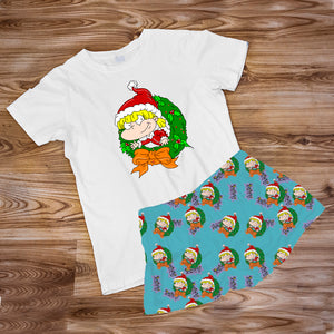 Pijama Estampada en poli algodón de Short Angélica Pickles Navidad