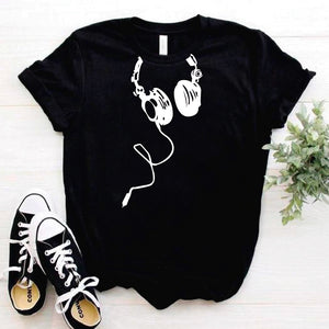 Camisa estampada tipo T- shirt Audifonos