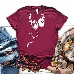 Camisa estampada tipo T- shirt Audifonos