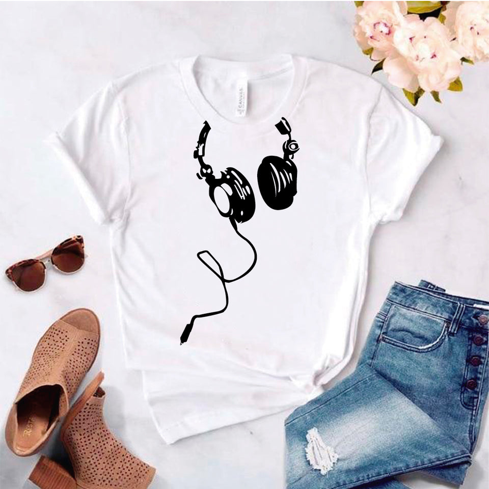 Camisa estampada tipo T- shirt Audifonos