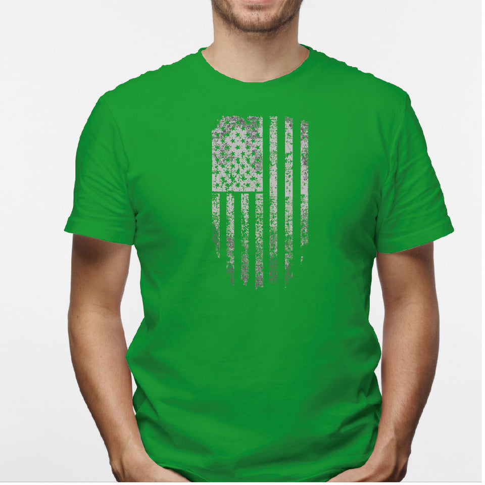 Camisa estampada en algodón para hombre tipo T-shirt bandera de estados unidos distorsionada