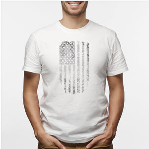 Camisa estampada en algodón para hombre tipo T-shirt bandera de estados unidos distorsionada