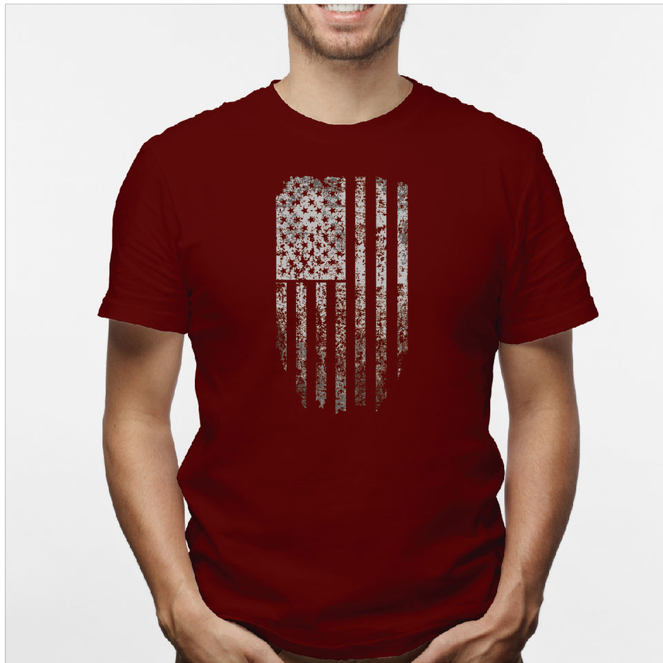 Camisa estampada en algodón para hombre tipo T-shirt bandera de estados unidos distorsionada