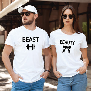 Camiseta estampada tipo T-shirt de pareja BEAST BEAUTY