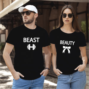 Camiseta estampada tipo T-shirt de pareja BEAST BEAUTY