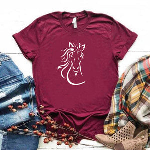 Camisa estampada tipo T- shirt Caballo de frente