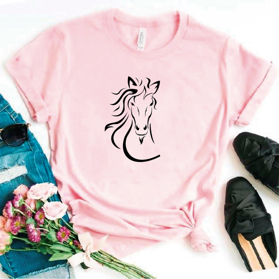 Camisa estampada tipo T- shirt Caballo de frente