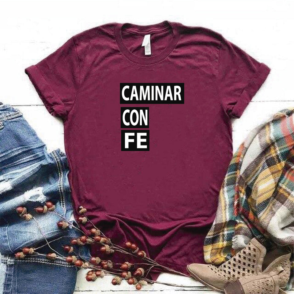 Camisa estampada tipo T- shirt Caminar con Fe (Dios)