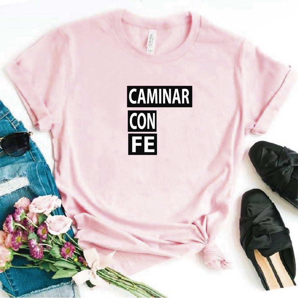 Camisa estampada tipo T- shirt Caminar con Fe (Dios)