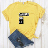 Camisa estampada tipo T- shirt Caminar con Fe (Dios)