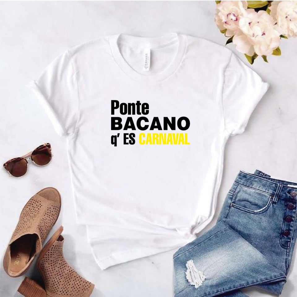 Camiseta tipo T-shirt Carnaval Ponte Bacano q es Carnaval