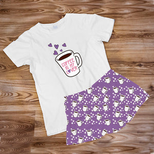 Pijama Estampada en poli algodón con el diseño de  COFFE LOVER