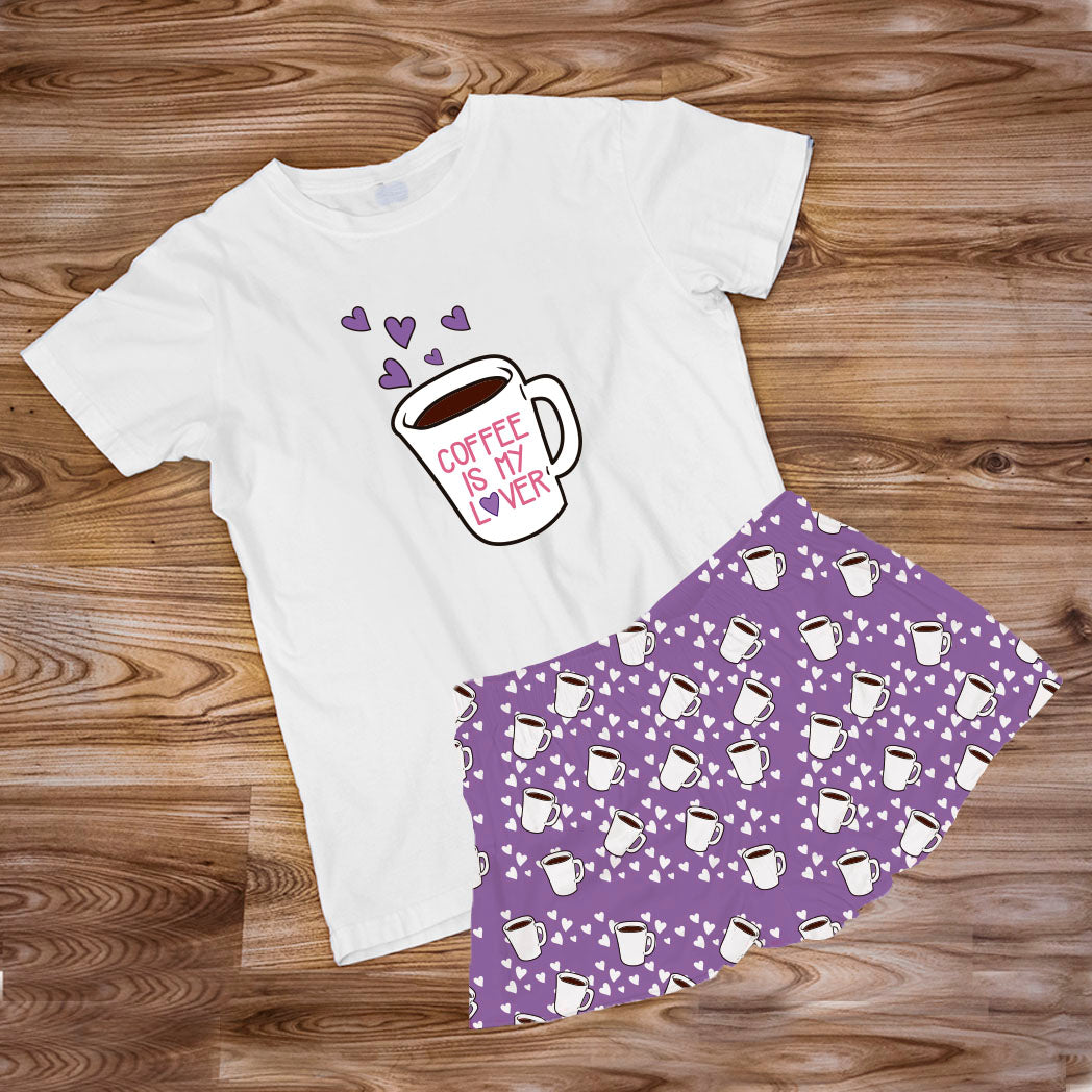 Pijama Estampada en poli algodón con el diseño de  COFFE LOVER
