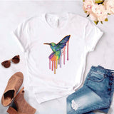 Camisa estampada en algodon para mujer tipo T- shirt colibrí