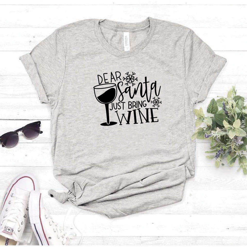 Camisa estampada  tipo T-shirt  dear santa just bring wine