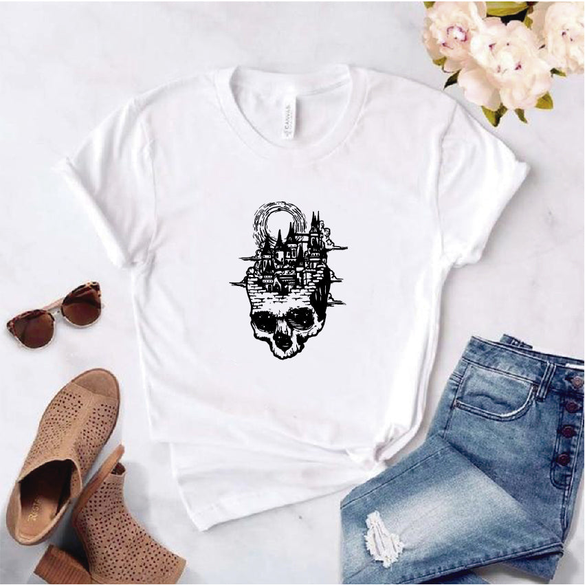 Camisa estampada  tipo T-shirt  de polialgodon CRANEO CIUDAD