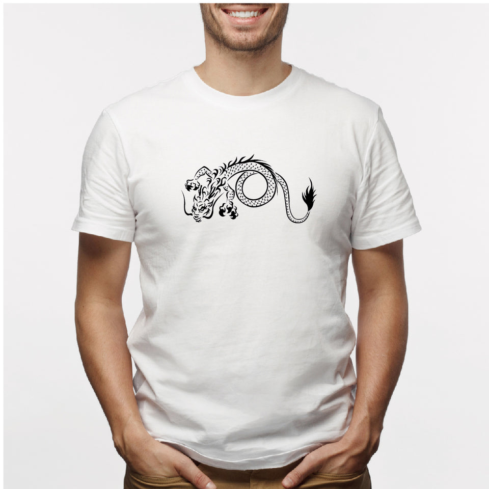 Camisa estampada para hombre  tipo T-shirt Dragón Chino