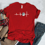 Camisa estampada en algodon para mujer tipo T- shirt electrocardiograma con la luna