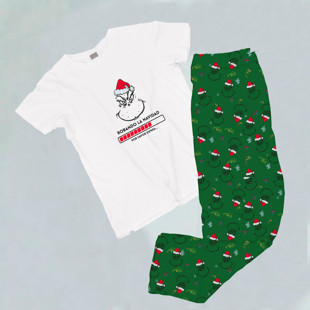 Pijama estampada de pantalón Largo (NAVIDAD) el grinch robando la