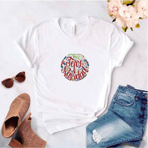 Camisa estampada tipo T-shirt de polialgodon (navidad) esfera navidad
