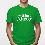 Camisa estampada para hombre  tipo T-shirt (NAVIDAD) feliz año nuevo en verde