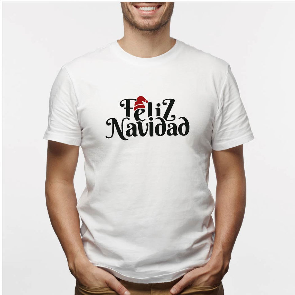 Camisa estampada para hombre  tipo T-shirt (NAVIDAD) feliz navidad
