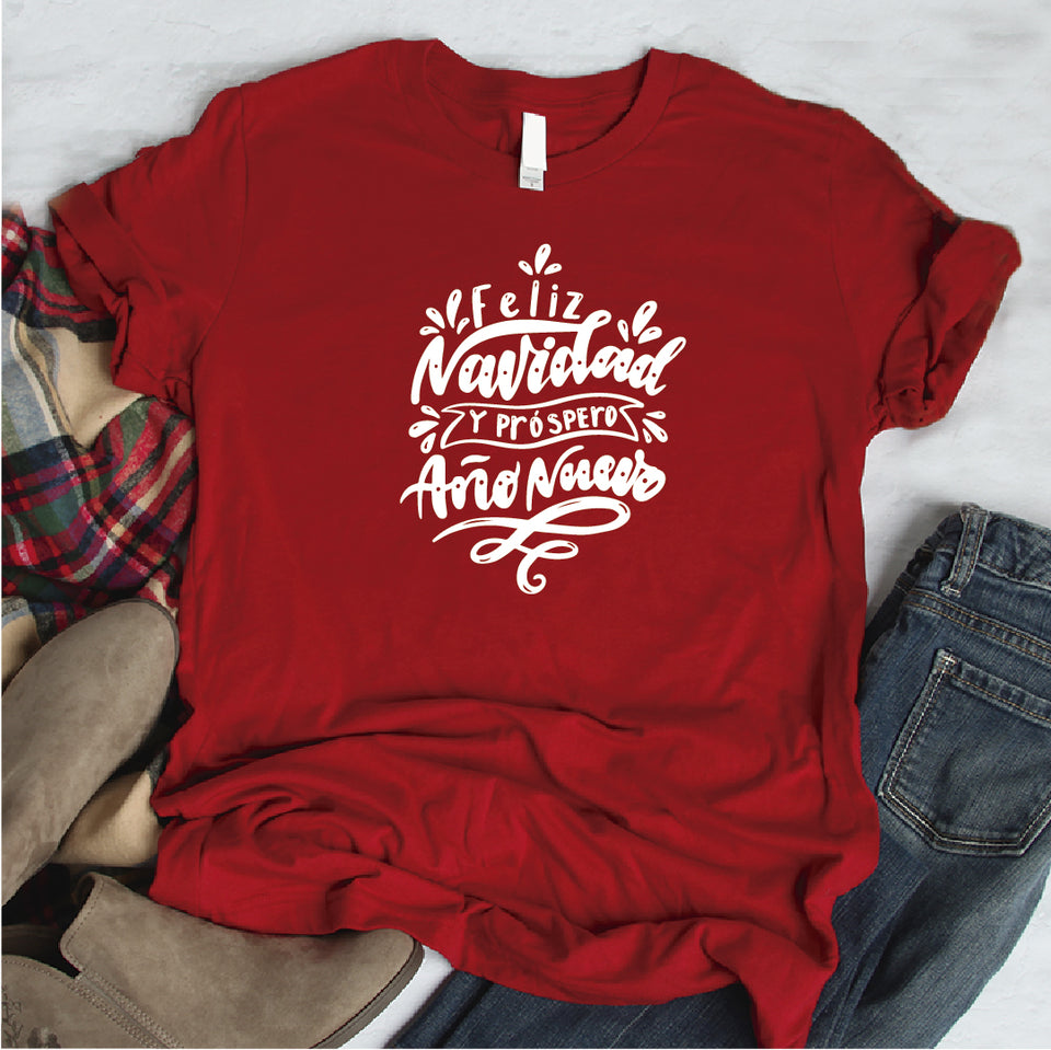 Camisa estampada  tipo T-shirt Feliz Navidad Lettering