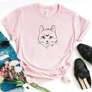 Camisa estampada  tipo T-shirt GATA LUNA LINE ART