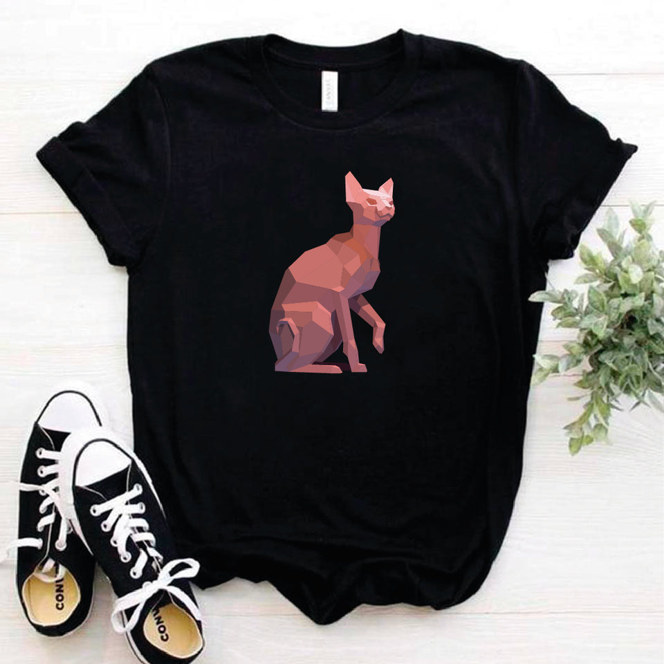 Camisa estampada en algodon para mujer tipo T- shirt gato 3D