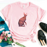 Camisa estampada en algodon para mujer tipo T- shirt gato 3D