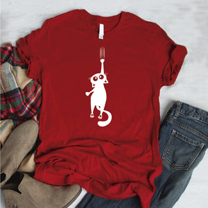 Camisa estampada  tipo T-shirt  gato callendose