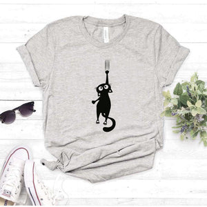 Camisa estampada  tipo T-shirt  gato callendose
