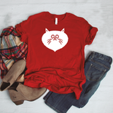 Camisa estampada tipo T- shirt Gato Cara Redonda asustado