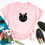 Camisa estampada tipo T- shirt Gato Cara Redonda bigote