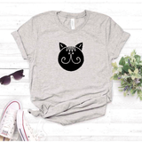 Camisa estampada tipo T- shirt Gato Cara Redonda bigote