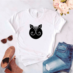 Camisa estampada tipo T- shirt Gato Cara Redonda bigote