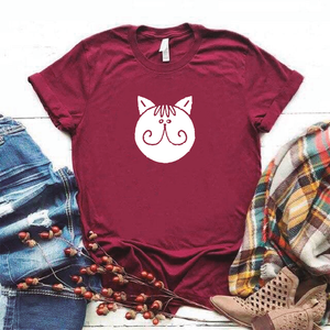 Camisa estampada tipo T- shirt Gato Cara Redonda bigote