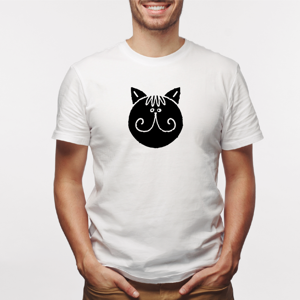 Camisa estampada para hombre  tipo T-shirt Gato cara Redonda bigotes