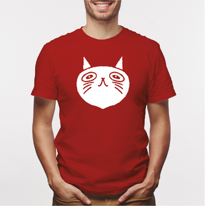Camisa estampada para hombre  tipo T-shirt Gato cara Redonda ojo grandes