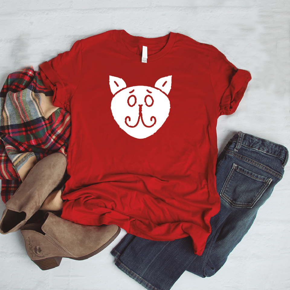 Camisa estampada tipo T- shirt Gato Cara Redonda Orejas