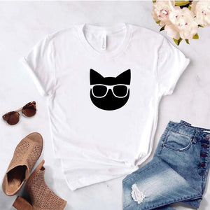 Camisa estampada  tipo T-shirt  Gato Lentes